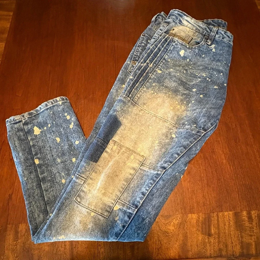 Southpole Patchwork Paint Splatter Denim Jeans Y2K Streetwear 36X32